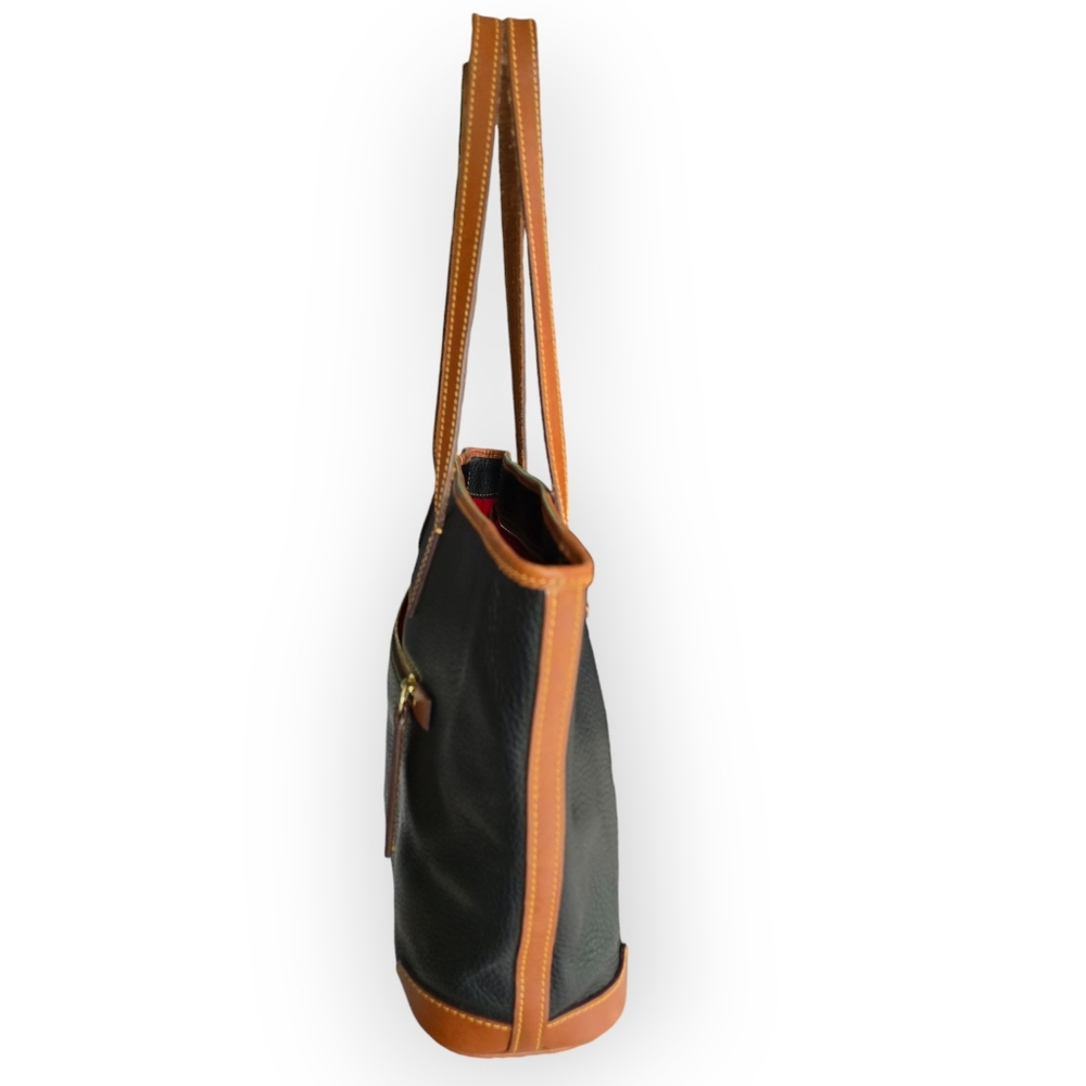 DOONEY & BOURKE BLACK PEBBLE LEATHER BLACK AND TAN CHARLESTON SHOPPER - Picture 6 of 8